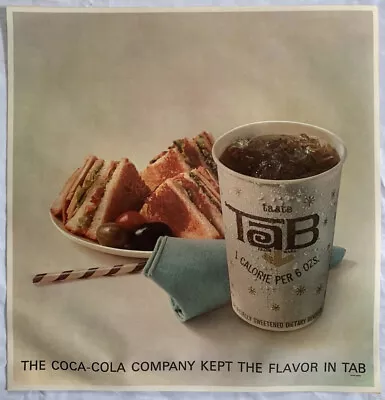 Vintage TAB & Sandwichs Coca-Cola Litho Sign Menu Board Movie Marquee Insert • $65