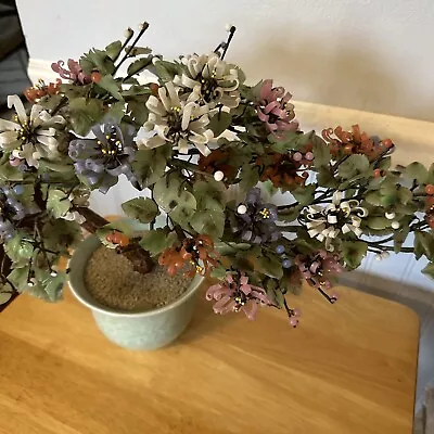 Vintage Chinese Jade Glass Stone Bonsai Flower Tree Large Pink Coral White Flowe • $105