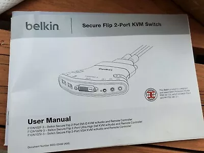 NEW Belkin Secure Flip 2-Port KVM Switch F1DN102N-3 EUROPE EU Type C Adapter • $49.99