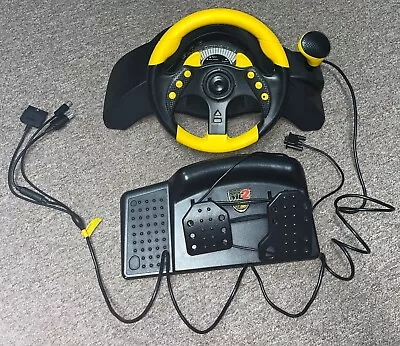 Mad Catz MC2 Universal Steering Wheel & Pedals PS1 PS2 Xbox Racing Untested • $65