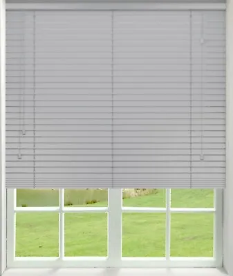 Venetian Blind 50mm Slats Grey Faux Wood 180cm Wide X 160cm Drop • £67.99