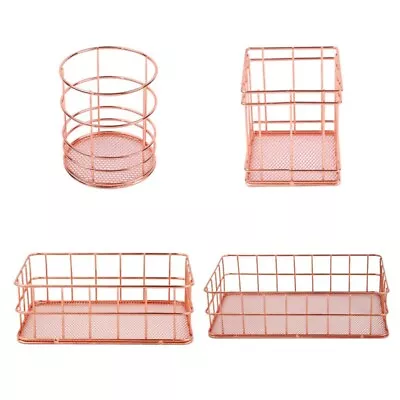 Metal Rose Gold Plated Wire Mesh Storage Baskets Snack Fruit Baskets • £8.68