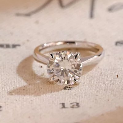 2CTW Round Cut Moissanite Hidden Halo Bridal Wedding Ring 14K White Gold Plated • $110.87