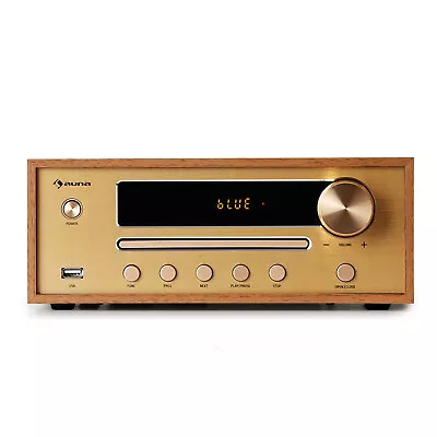 Stereo System Bluetooth CD Player HiFi FM Radio Loudspeaker USB MP3 Remote Brown • £101.99