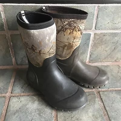 HABIT Classic High Mossy Oak Camo Rubber Hunting Rain Boots Youth SEE NOTE!! • $12