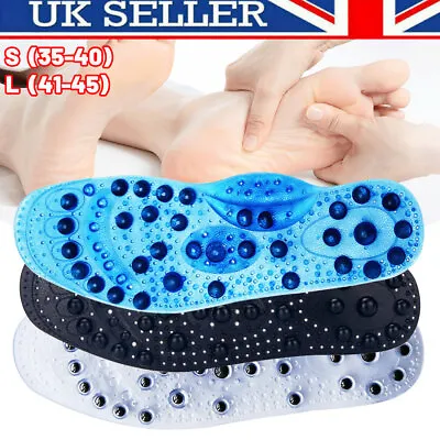 Unisex Magnetic Shoe Gel Insoles Therapy Reflexology Acupuncture And Massaging • £8.99
