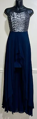 Nicole Miller Strapless Gown Navy Blue Size 6 • $36.99