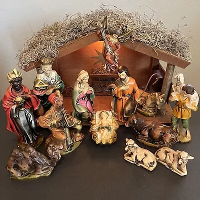 Vintage Musical Nativity Set  13 Figurines Plus Stable Made In Japan Excellent • $59