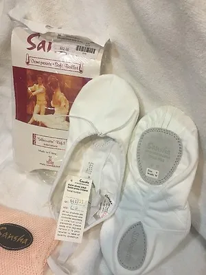 Sansha Canvas Ballet Dance Shoe Demi-Pointe WHITE SILHOUETTE Sz 4-17 ADULT • $13.20