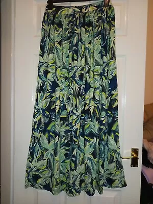 £11.50 • Buy Size 12 Boohoo Green Black Tropical Print Maxi Skirt Pockets New