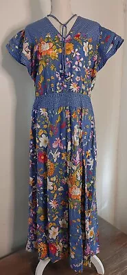 Vintage 80's Diane Freis Cottagcore Dress M/L Beads Romantic Floral • $155.40