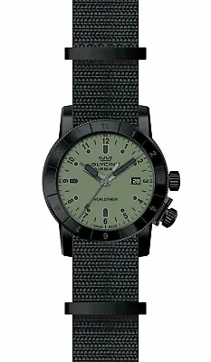 Glycine GL1033 Airman 42mm Swiss Quartz Green Dial Black Nylon Strap Watch • $299