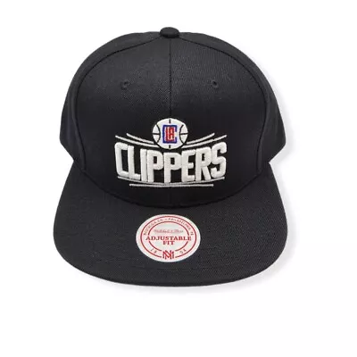 Mitchell & Ness Los Angeles Clippers Block Script Black Adjustable Snapback Hat • $36.99