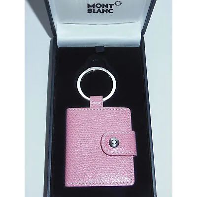 NOS* Montblanc Jewellry Photoframe Key Ring Fob Rose Pink Leather & Steel 8649 • $229.95