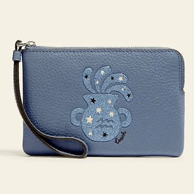 NWT Coach Corner Zip Wristlet With Zodiac Sign Aquarius Design - Style No. CF530 • $65