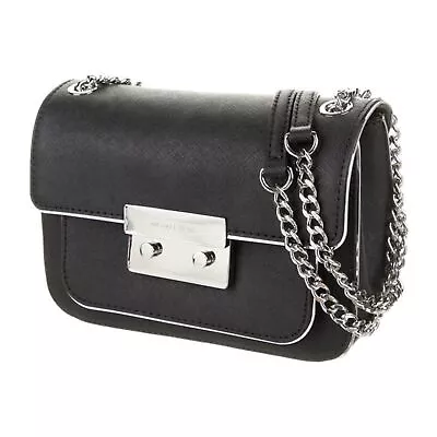 Michael Kors Sloan Specchio Silver Black Saffiano Leather Crossbody • $195