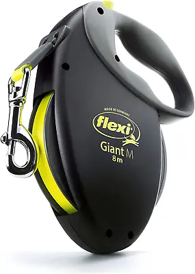 Flexi Giant Neon Tape Black Medium 8M Retractable Dog Leash/Lead For Dogs Up To  • £28.33