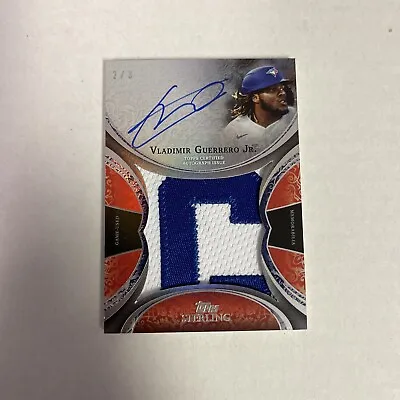 $850 • Buy Vladimir Guerrero JR 2022 Topps Sterling LETTER Patch Auto Autograph RED /3