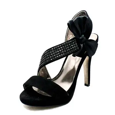 Womens Ladies High Heel Party Prom Shoes Bow Diamante Sandals • $31.53