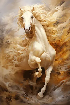 HORSE SURREAL FINE ART PRINT Magical Animal Decor Fantasy Mustang Poster Photo • £12.30