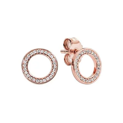 $27.99 • Buy S925 Silver & 14k Rose Gold Round Circle Stud Earrings -Jewelicious Designs