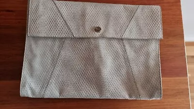 $30 • Buy Oroton Grey Beige Leather Crocodile Print Oversize Envelope Clutch Bag