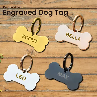 Personalised Engraved Dog Tag ID /  Double Sided Dog Cat Pets Name Identity UK • £0.99