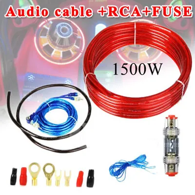 8ga 1500 Watt Amplifier Wiring Kit  Power Car Amp Awg Gauge Sub Van Cable Set • £6.37