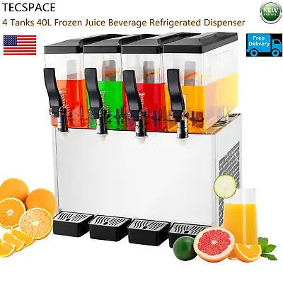 TECSPACE New 110V 325W 4 Tanks 40L Frozen Juice Beverage Refrigerated Dispenser • $576.99