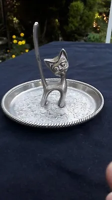 £7.50 • Buy Cat Trinket Tray Seba Silver Plated 