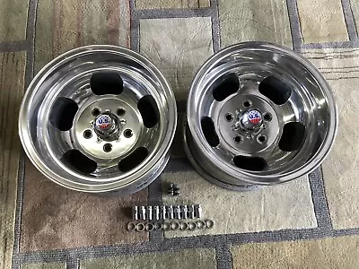 Vintage 14x9 Pair (2)polished Us Indy Style Mags  5 On 4 3/4 Chevy Hotrod • $349.99