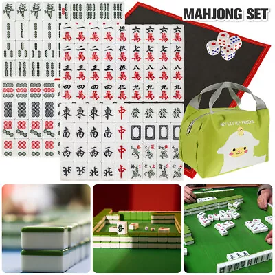 Mini Chinese Mahjong 144 Mahjong Tile Set With Mahjong Mat Travel Board. • £27.59