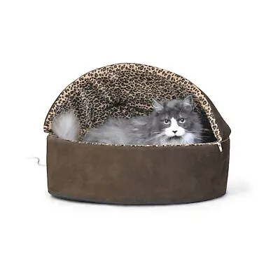 K&H Pet Products Thermo-Kitty Bed Deluxe Indoor Heated Cat Bed Mocha/Leopard ... • $72.99