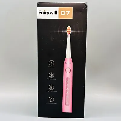 Fairywill D7 Sonic Rechargeable Electric Toothbrush 5 Modes For Adults Pink 1PK • $30.73