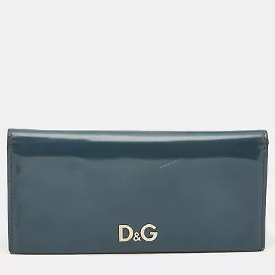 D&G Blue Patent Leather Logo Flap Continental Wallet • £99.11