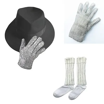 MJ Michael Jackson Costumes Prop Hat Fedroa Glove Full Socks Handmade Audlts • $39.99