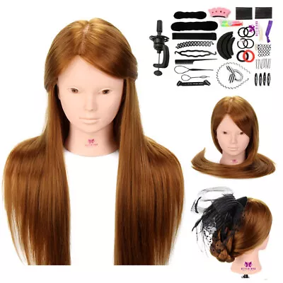 24  50% Real Hair Salon Training Head Hairdressing Styling Mannequin & Braid Set • £22.99