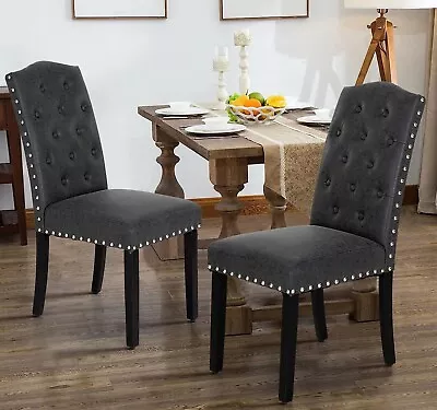 Tufted Velvet Dining Room Chairs Set Of 2 With Wood Legs Armchair Kitchen Modern • $186.99