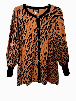 💜Bob Mackie Wearable Art 2X Animal Print Button Up Cardigan • $24.99
