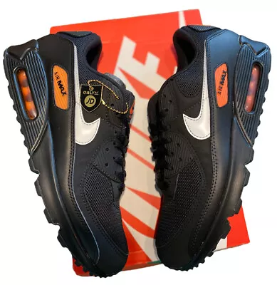 Nike Air Max 90 Black / Orange *SHOES DIFFERENT SIZES ODD PAIR - L UK 8 R UK 7* • £70