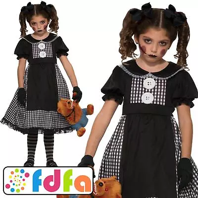 Forum Black Dark Rag Doll Gothic Halloween Childs Girls Fancy Dress Costume New • £16.29