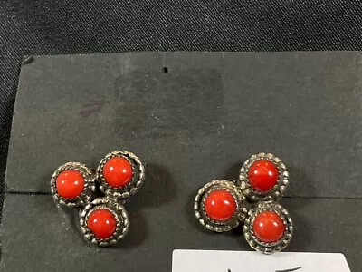 Vintage Coral Stud Earrings Navajo Made • $15.99