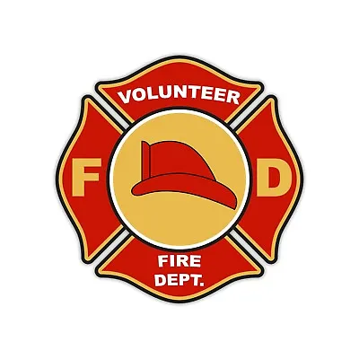 Volunteer Fire Department Sticker FD Red Maltese Cross Firefighter Decal Car • $4.99