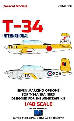 Caracal Decals 1/48 BEECH T-34 MENTOR In INTERNATIONAL SERVICE • $11.50