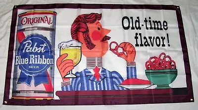 Pabst Blue Ribbon Beer 3'X5' FLAG BANNER SIGN MANCAVE BAR WALL GARAGE SHOP SIGN • $15.94