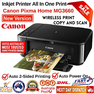 $106.21 • Buy Canon Pixma Home MG3660 Inkjet Printer All In One Wireless Wifi Scanner Copier