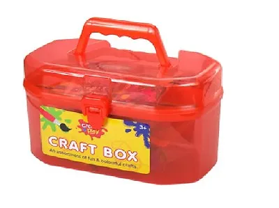 £9.99 • Buy Large Craft Case Box Childrens Complete Set Accessories Kids Glue Scissors Beads
