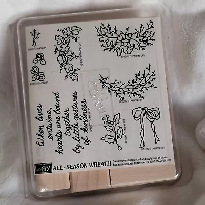 NEW Vintage Stampin' Up All Season Wreath 8 Rubber Stamps 1999 UNMOUNTED Set • $15.97