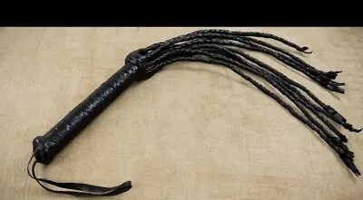 $7.99 • Buy Riding Crop Real Genuine Leather Flogger Whip Cat Tails Black Leather 