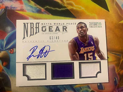 2012-13 Metta World Peace National Treasures Game Gear /49 Game Worn Patch Auto • $99.99